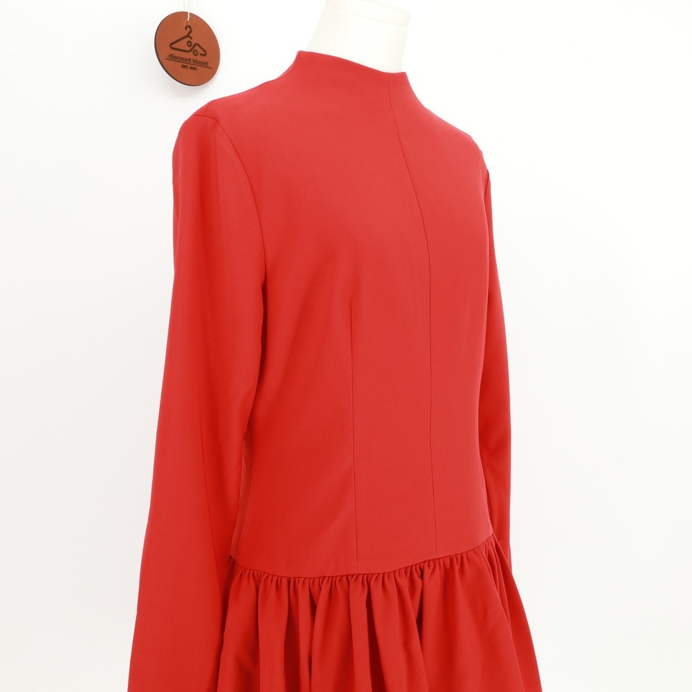 Commense Red Mock Neck Flared Long Sleeve Bubble Hem Mini Dress Size Large - Picture 4 of 12